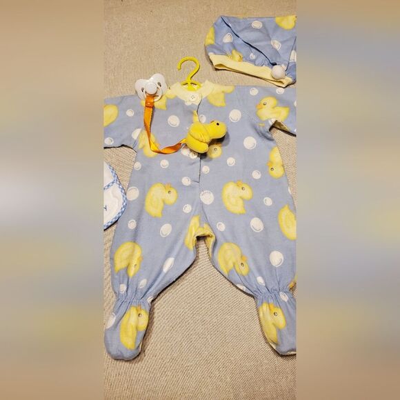Middleton Reborn Blue and Yellow Duck One Piece Footed Doll Outfit Bundle. - Picture 2 of 11